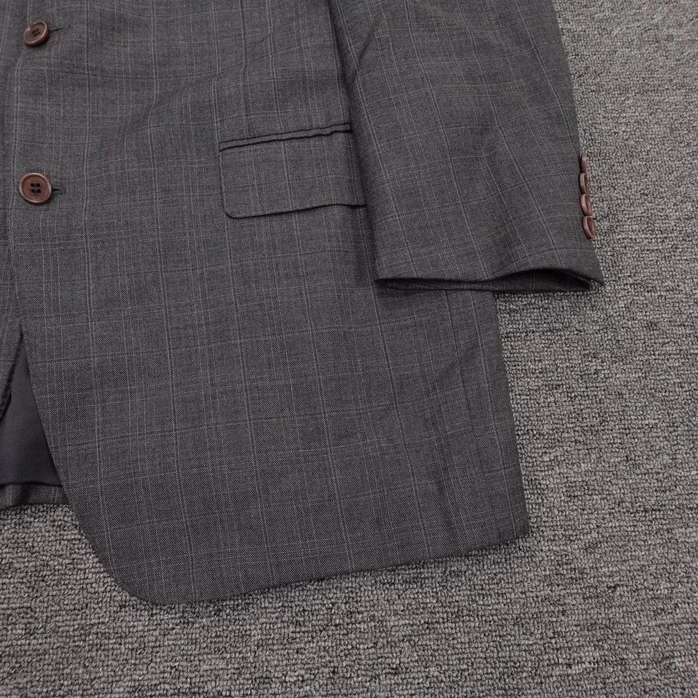 Canali Blazer Mens 42 IT 52 Gray Check Wool 3 Button Sport Coat Made Italy